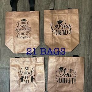 21 Rose Gold Grad Gift Bags with Black Handles